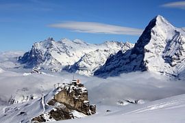 Birg mountain station with Eiger and Wetterhorn by Bettina Schnittert