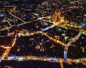 Den Bosch Luftaufnahme Nacht mit St. John von Zwoele Plaatjes