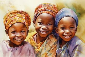 Afrika Aquarell Kinder