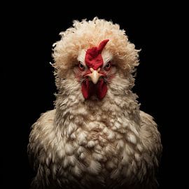 Weißes Afro-Huhn