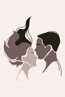 Mid Century Modern Couple Earth Tone Wall Art