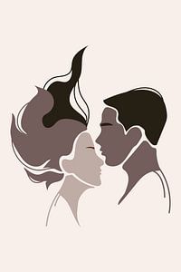 Couple moderne du milieu du siècle Art mural Earth Tone
