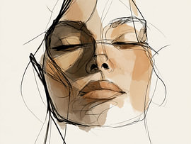 Abstract Vrouwenportret in Beige en Zwart van SPEQ ART