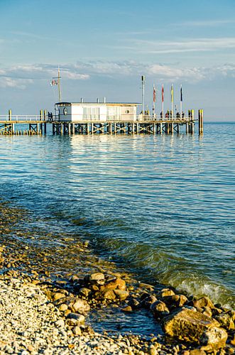 Shore and jetty pier in Hagnau at Lake Constance in Germany