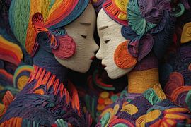 Couple amoureux, style abstrait, Asie