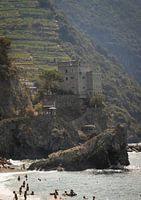 Vintage Italiaans strand | Cinque Terre Retro Reisfotografie | Europese muurkunst