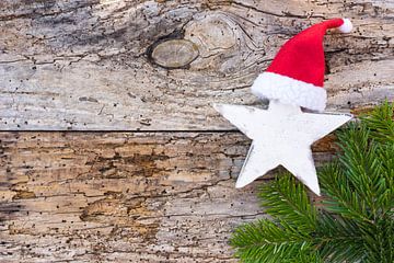 Décoration de Noël en forme d'étoile, Père Noël rouge sur Alex Winter