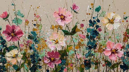 Garten der Stille - Abstrakte Blumenmalerei mit sanftem Eindruck