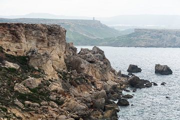 The rocks at the coastal line of Manikata and the Mediterranean by Werner Lerooy