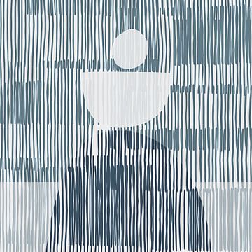 Goldenes Gleichgewicht Japandi Abstrakt Blau Grau von Mad Dog Art