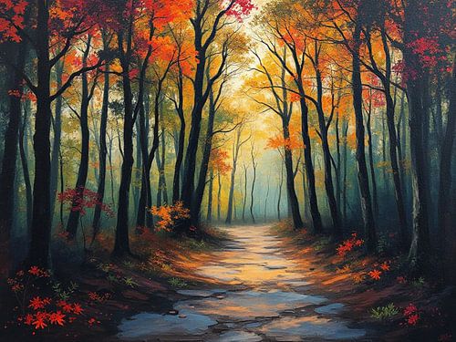 Herfstpad door het bos