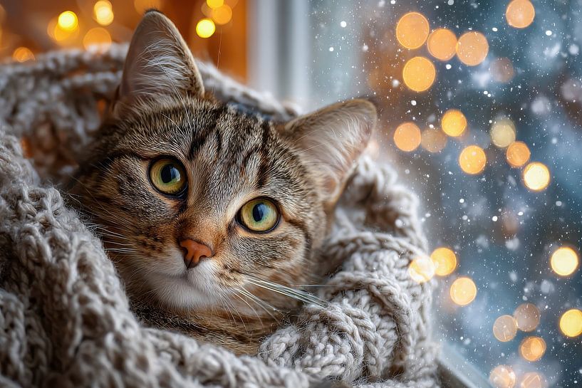 Gemütliche Katze und festliche Lichter von Matthias Hauser
