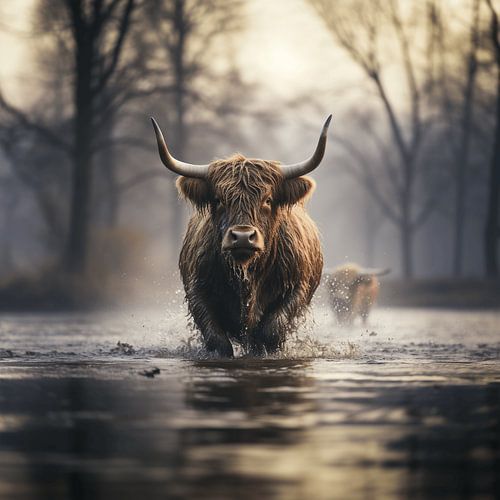 Water feet: Scottish Highlander in Natural Splendour