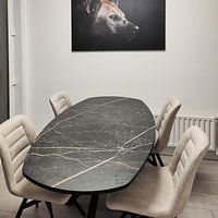 Klantfoto: Hyena Portret Zwarte Achtergrond van Digitale Schilderijen, op canvas