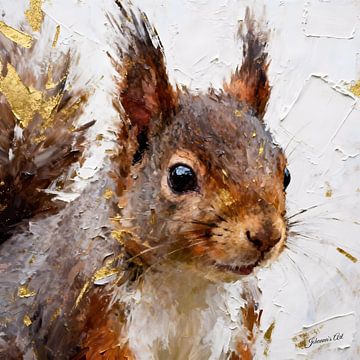 Golden Whiskers - Eekhoorn 1 van Johannas Art Creations