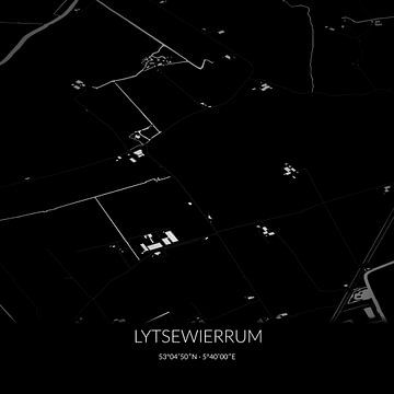 Zwart-witte landkaart van Lytsewierrum, Fryslan. van Rezona