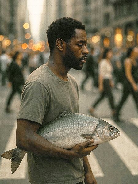Eine Person, eine Straße und ein Fisch 08 von Fernando Vieira