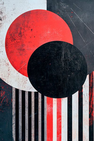 Geometrische Harmonie in Rot und Schwarz von Poster Art Shop