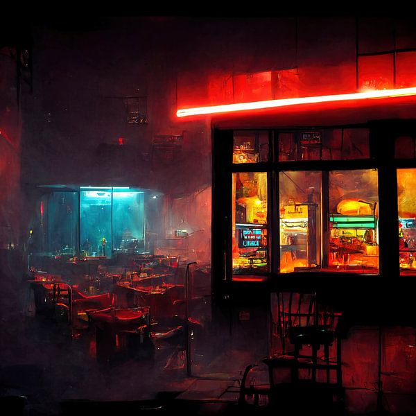 The last cafe open on a rainy autumn night, part 6 by Maarten Knops