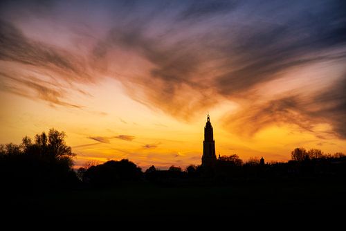 Rhenen bij zonsondergang