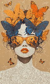 Power of Transformation: Woman with Butterfly Crown by Color Square