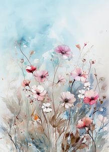 Fleurs en aquarelle romantique 2 sur ByNoukk