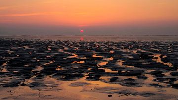 Zonsondergang Waddenzee Friesland van Sara in t Veld Fotografie