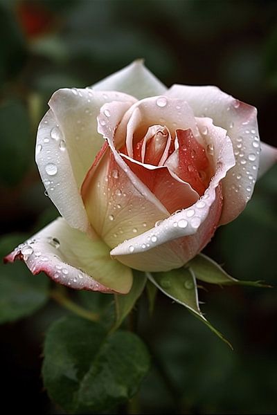 Rose with water droplets in close-up by Art & Soul Creations