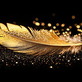 Golden feather with sparkles by Imperial Art House