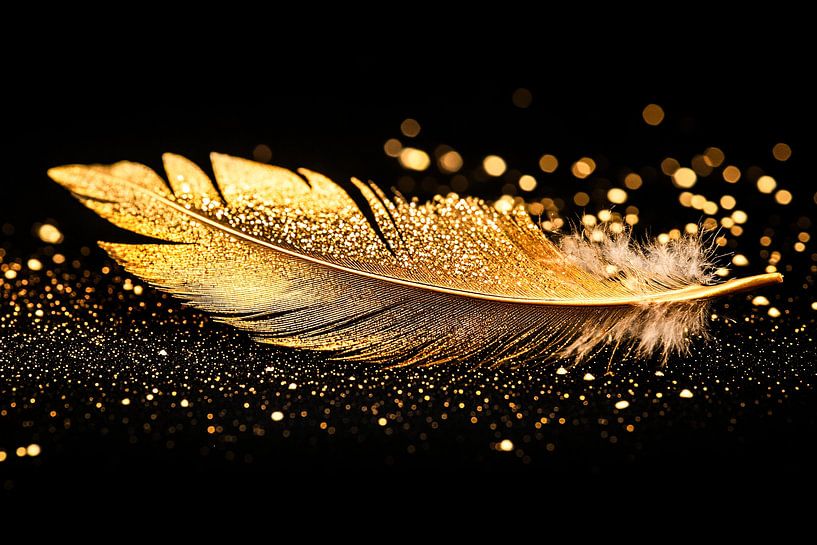 Golden feather with sparkles by Imperial Art House