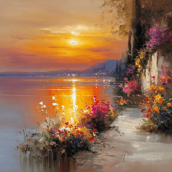 Sommerlicht am See | Malerischer Sonnenuntergang von Karina Brouwer