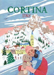 Affiche de voyage femme à Cortina