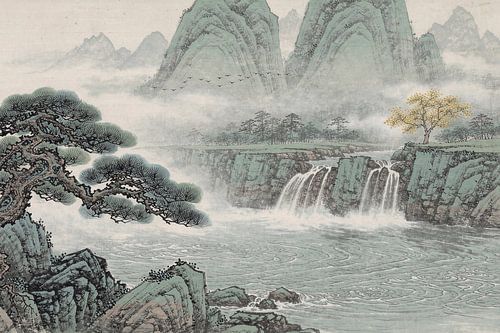 A misty Japanese mountain landscape by Mad Dog Art