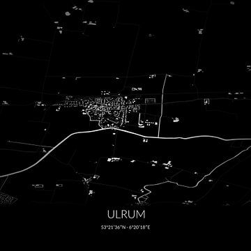 Zwart-witte landkaart van Ulrum, Groningen. van Rezona