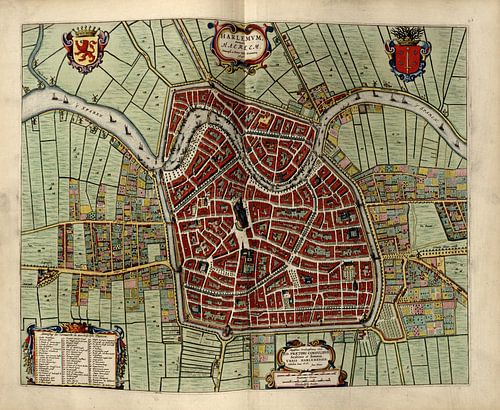 Haarlem, City map Joan Blaeu 1652