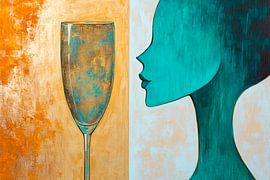 Glass of dreams - woman's silhouette A touch of style - g by Poster Art Shop