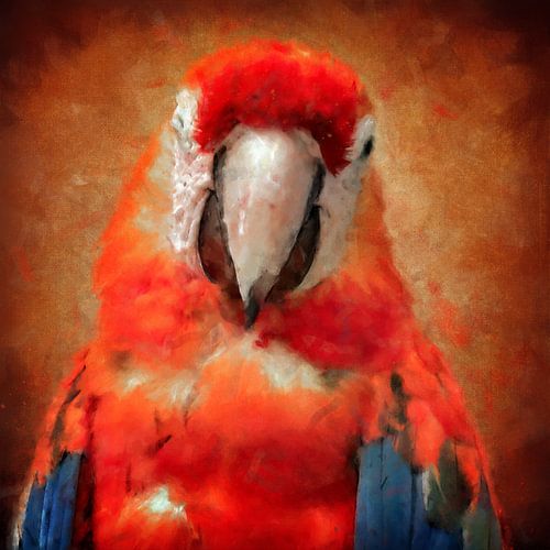 Parrot gives a wink (art, painting)