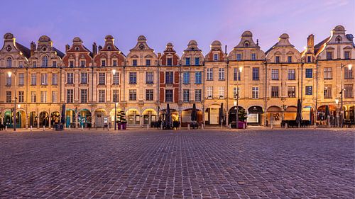 Heroes square Arras at sunrise, France