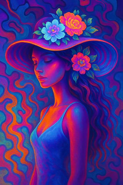Femme au chapeau fleuri par INGO