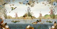 Paysage néerlandais avec canards et moulins à vent par Studio POPPY Aperçu