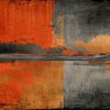Luxury abstract painting - Fiery red and rust landscape by Joriali Abstract