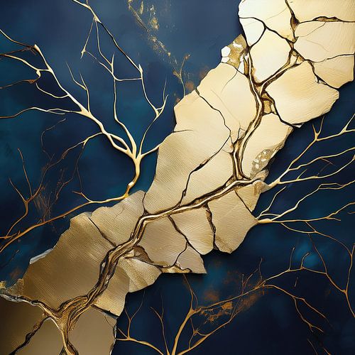 Abstracte kunst in Japanse kintsugi stijl