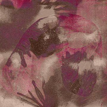 Moderne abstracte kunst. Vormen in paars, bruin en roze. van Dina Dankers