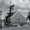 Black and white photo of a mill in the Zaanse Schans by W J Kok