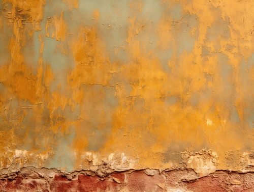 Oranje Groen Abstract – Urban Textuurkunst van BowiScapes - Fine Art en Urban Wandkunst