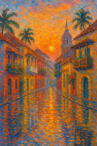 Cartagena’s Serene Sunset – The Caribbean in Gold and Coral