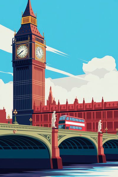 Londen, Engeland Vintage Reisposter van Poster Art Shop
