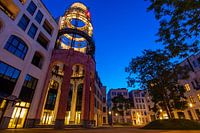 The moon quarter during the blue hour