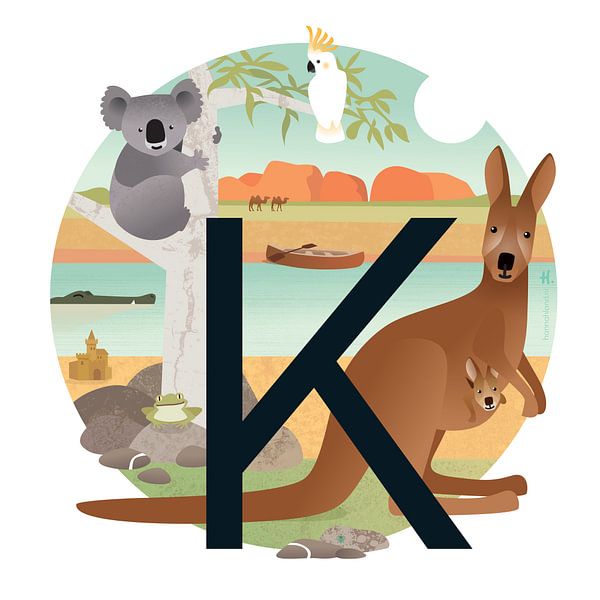 K : Koala et Kangourous sur Hannahland .