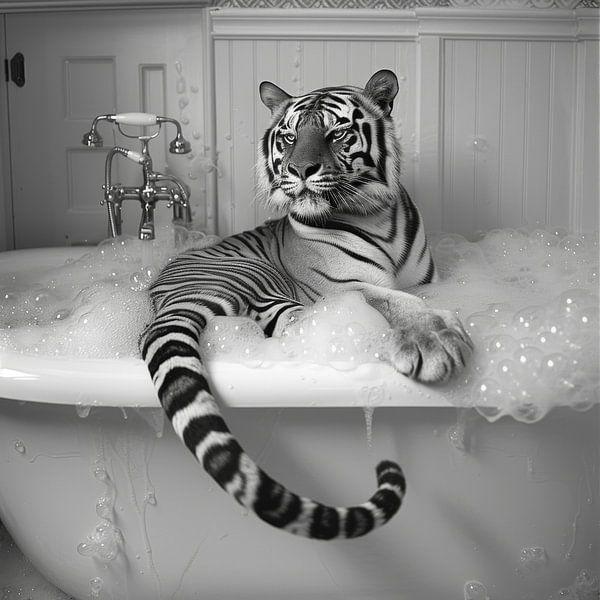 Majestic tiger in the bathtub - An impressive bathroom picture for your toilet by Poster Art Shop